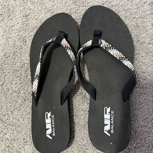 Black Flip Flops with Beaded Accents